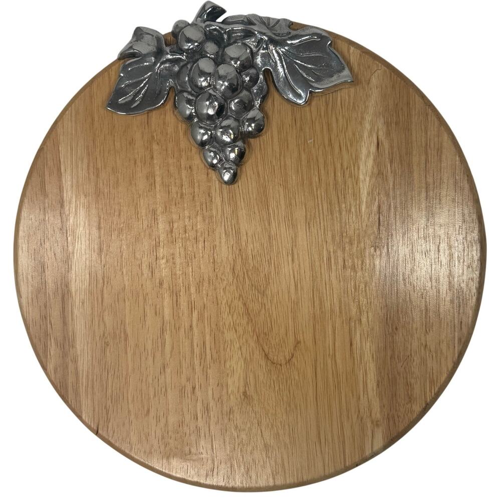 12” Cheese Plate Serving Platter Entertaining Dish Neutral Decor Grapes Accent